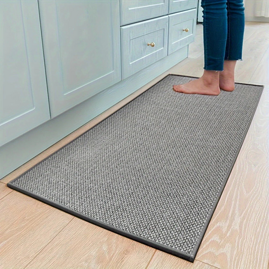 Anti-Slip Floor Runner Rug with Woven Texture and Bound Edges