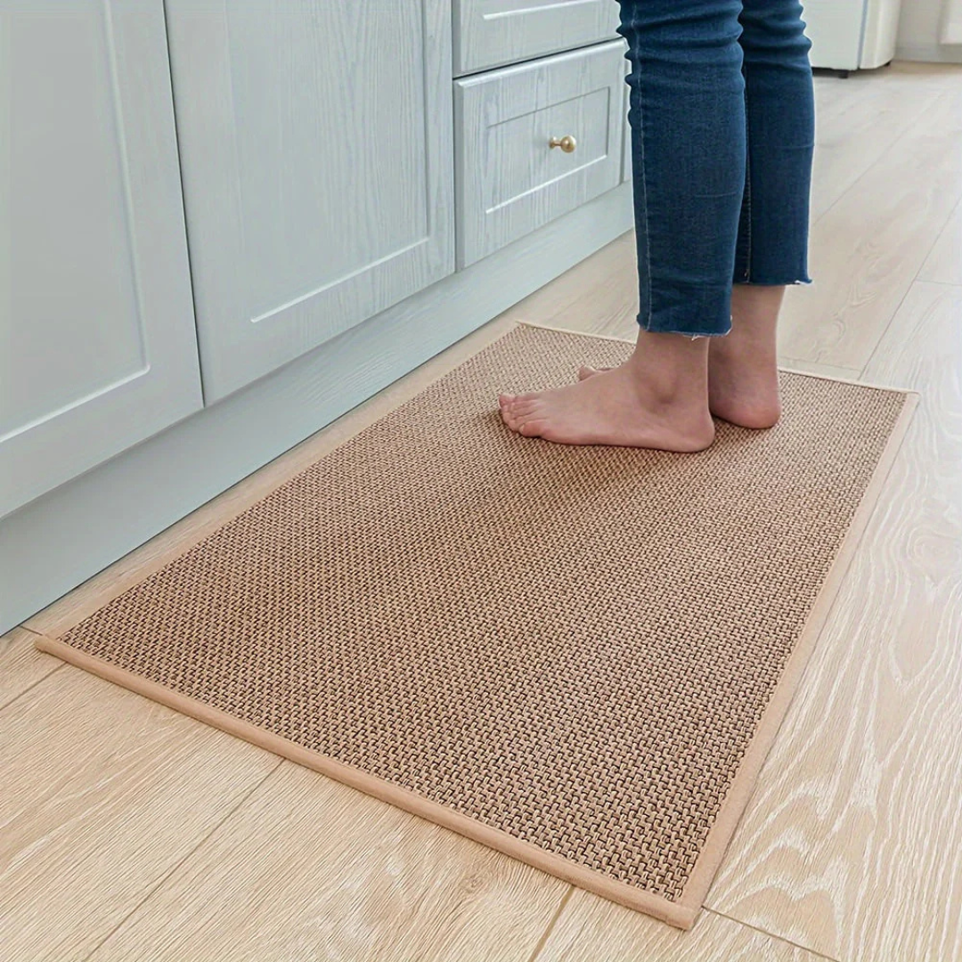 Anti-Slip Floor Runner Rug with Woven Texture and Bound Edges
