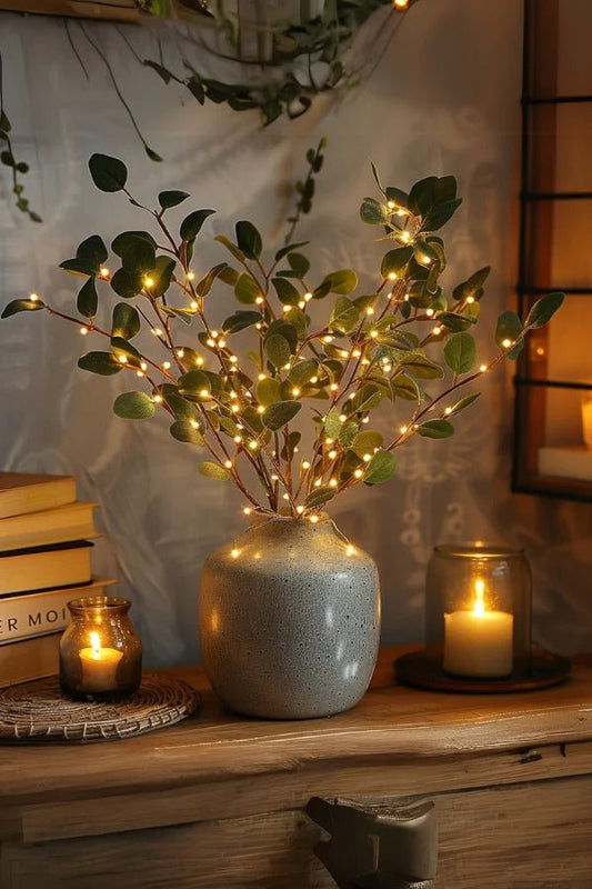 Artificial Lighted Branch Stems with Warm LED Fairy Lights for Vase