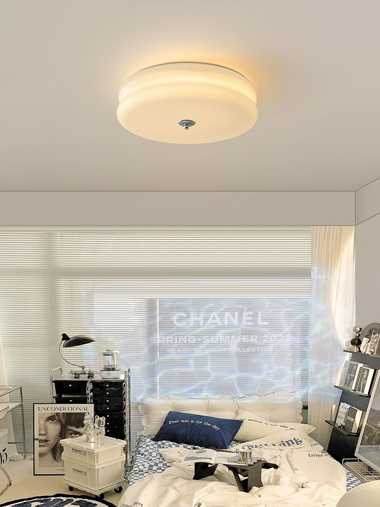 Ceiling Lamp Art Deco Vintage with Glass Shade and Round Layered Design