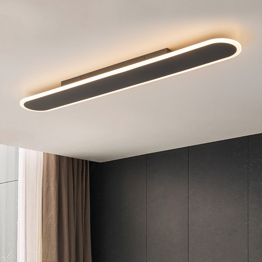 Ceiling Lamp Minimalist LED Flush Mount with Long Oval Design and Dimmable Integrated Light