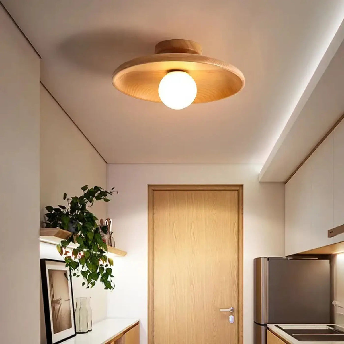 Ceiling Lamp Scandinavian with Round Disc Shade and Globe Bulb