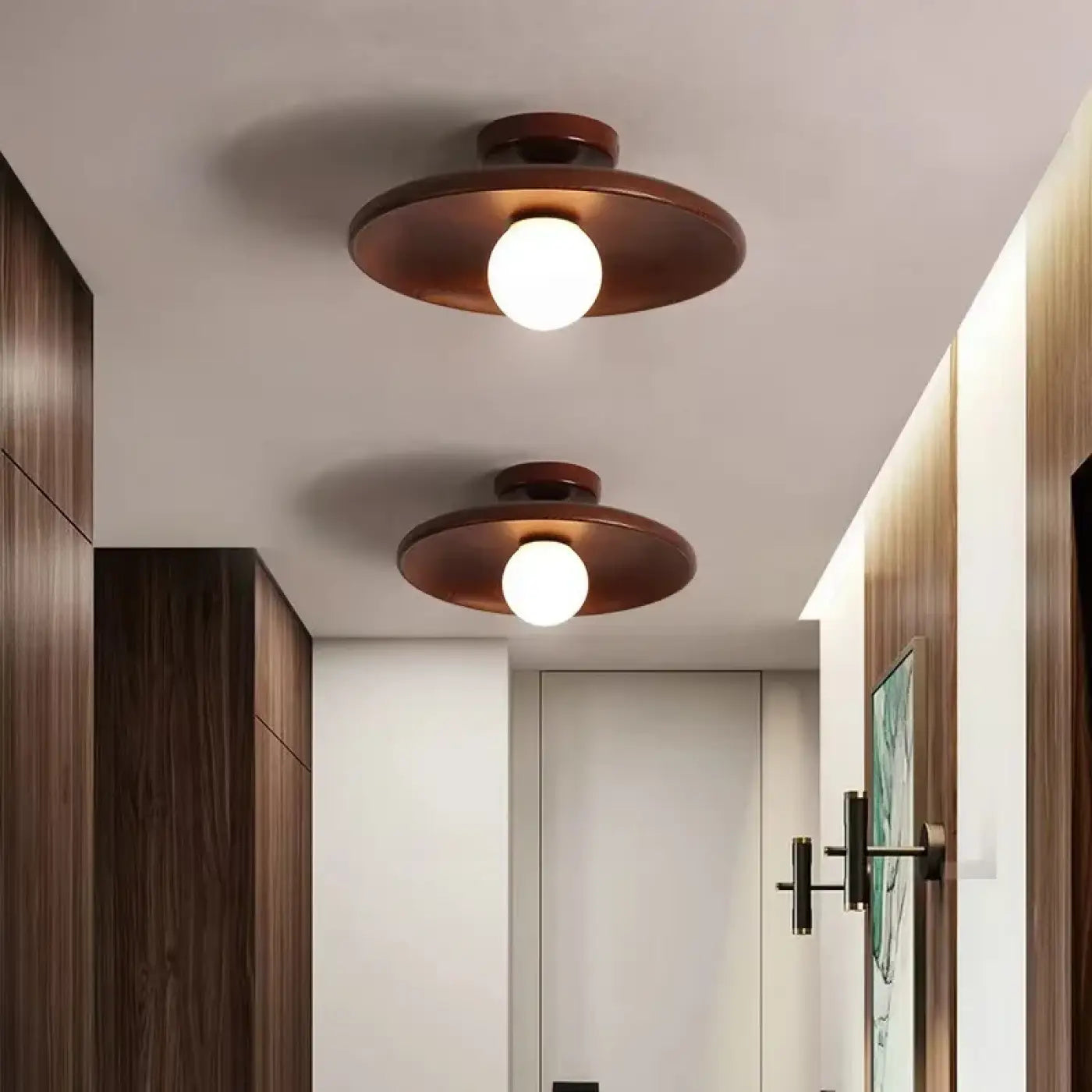 Ceiling Lamp Scandinavian with Round Disc Shade and Globe Bulb
