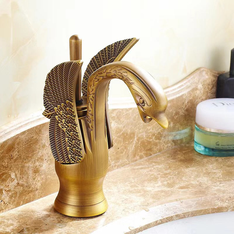 Classic Swan Basin Mixer Tap with Single Lever and Low Arc Spout