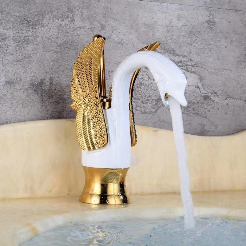 Classic Swan Basin Mixer Tap with Single Lever and Low Arc Spout