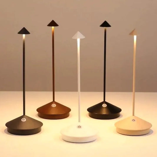 Cordless LED Table Lamp Minimalist Dimmable with Triangular Shade