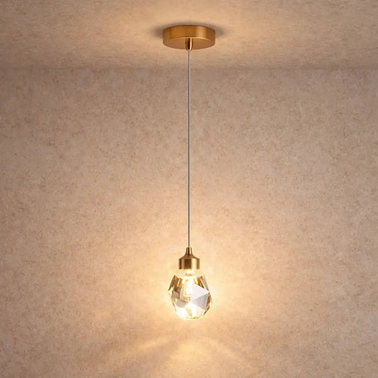 Crystal Glass Pendant Light Modern with Faceted Globe Shade