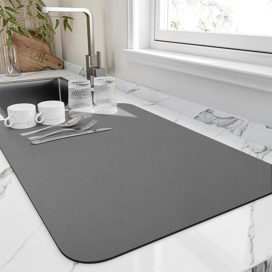Dish Drying Mat with Anti-Slip Rubber Backing and Quick-Dry Surface