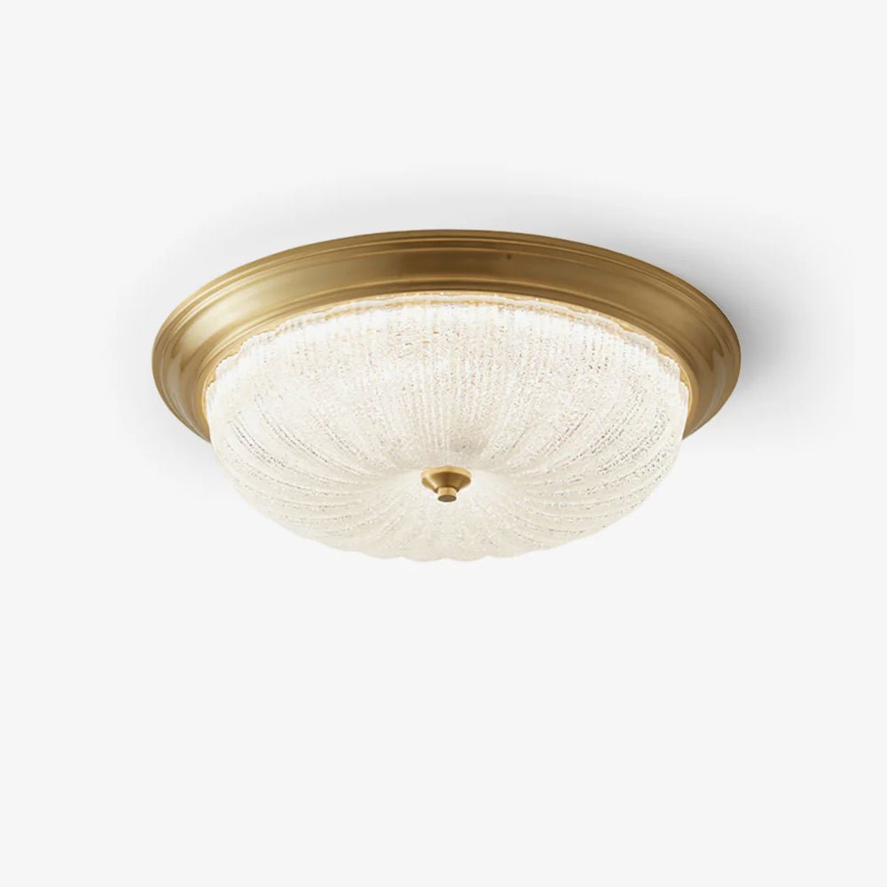 Flush Mount Ceiling Light Art Deco with Textured Glass Dome