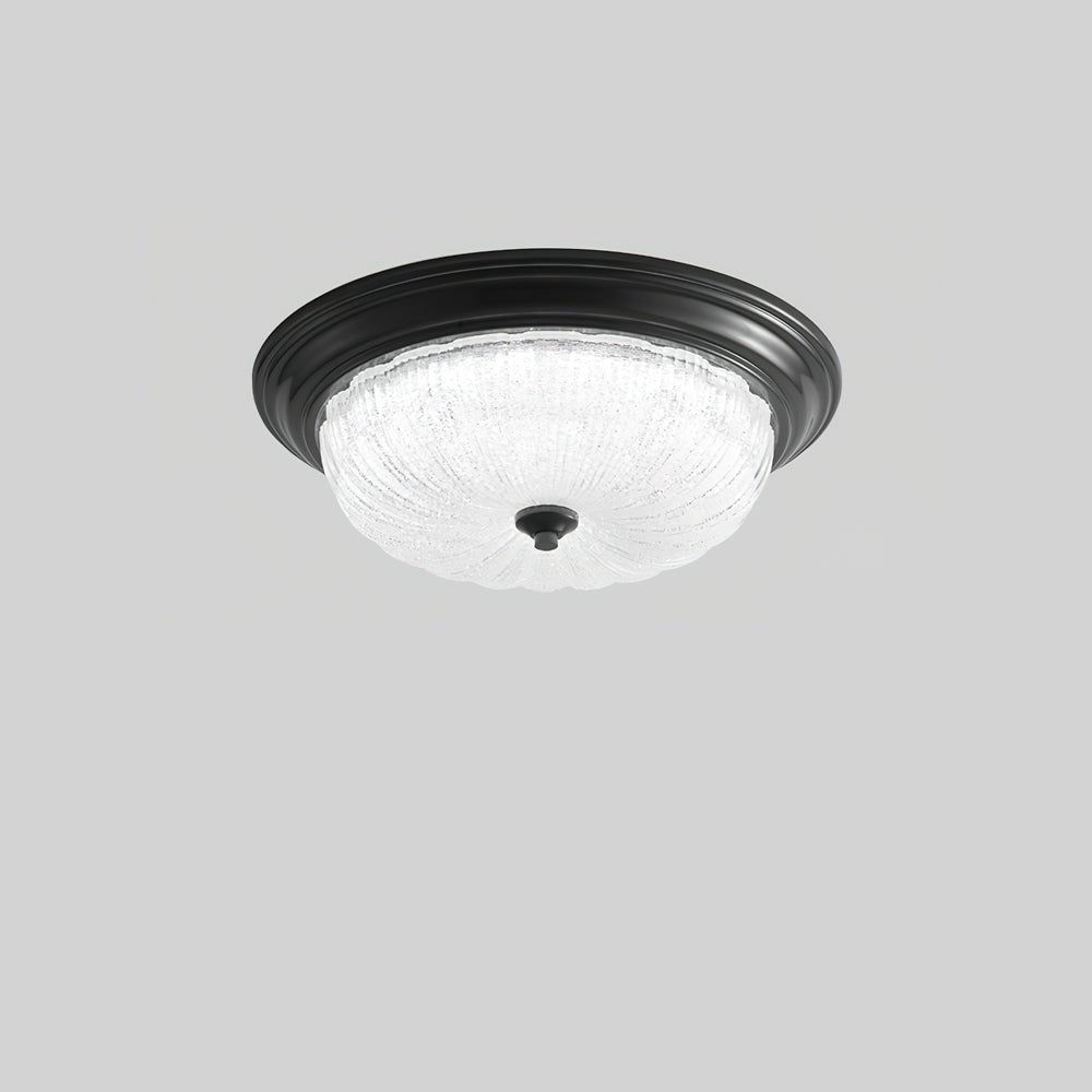 Flush Mount Ceiling Light Art Deco with Textured Glass Dome