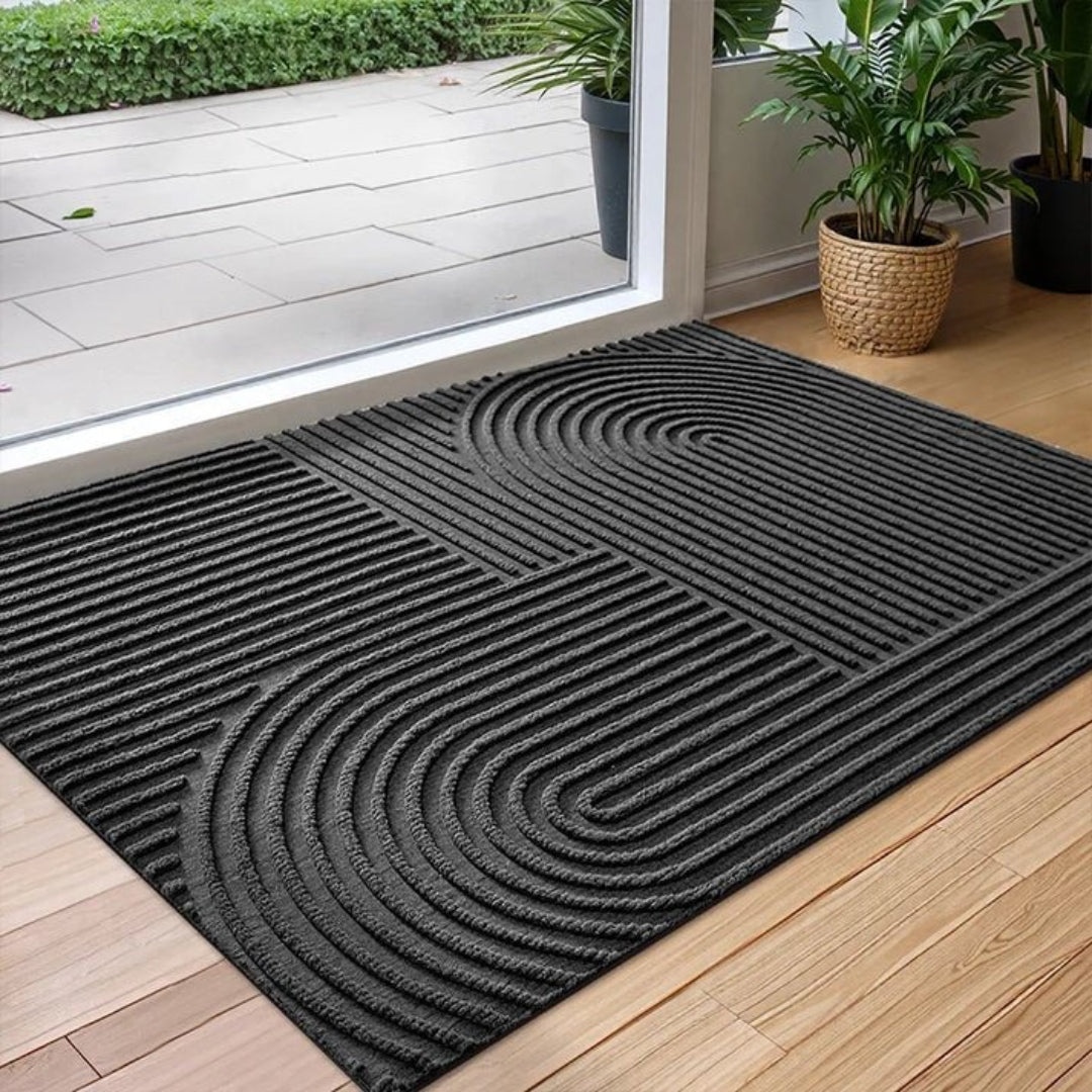 Geometric Textured Doormat with Anti-Slip Base for Front and Back Door