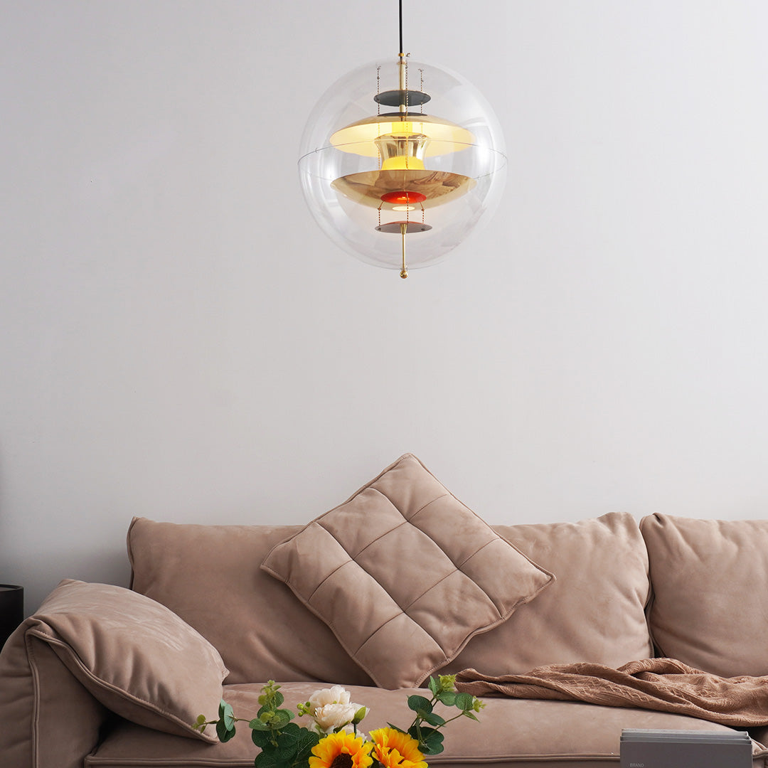 Globe Pendant Lamp Retro with Clear Sphere and Layered Inner Shades