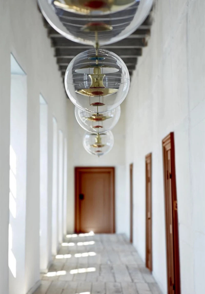 Globe Pendant Lamp Retro with Clear Sphere and Layered Inner Shades