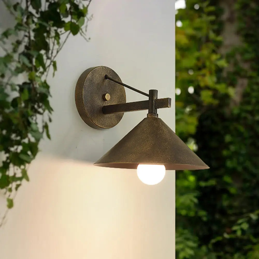Industrial Wall Lamp with Conical Metal Shade