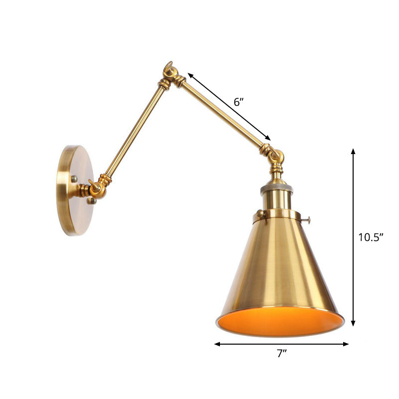 Industrial Wall Lamp with Swing Arm and Adjustable Shade
