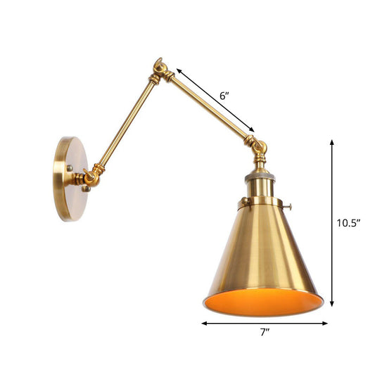 Industrial Wall Lamp with Swing Arm and Adjustable Shade