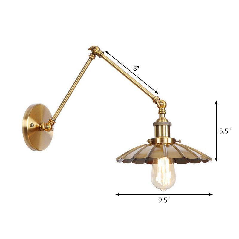 Industrial Wall Lamp with Swing Arm and Adjustable Shade