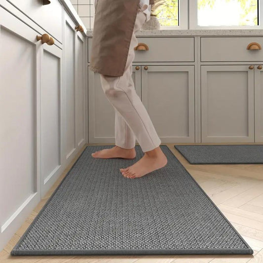Kitchen Mat Set Anti-Slip Woven Runner for Kitchen with Textured Surface, Set of 2