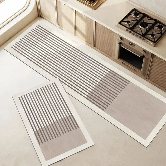 Kitchen Runner Rug Set Anti-Slip with Modern Stripe and Geometric Pattern