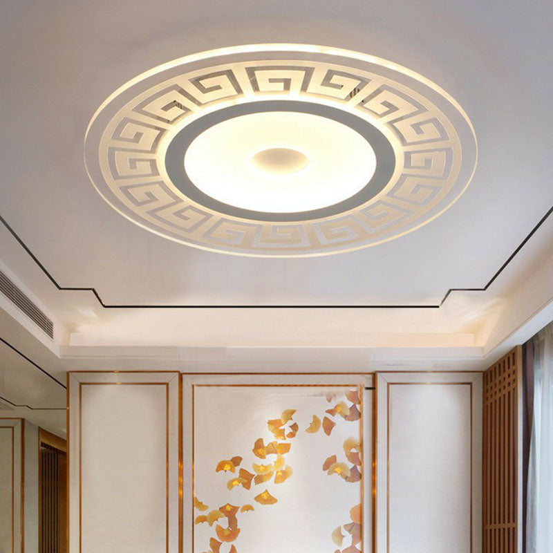 LED Ceiling Light Modern Art Deco with Greek Key Pattern Round Flush Mount