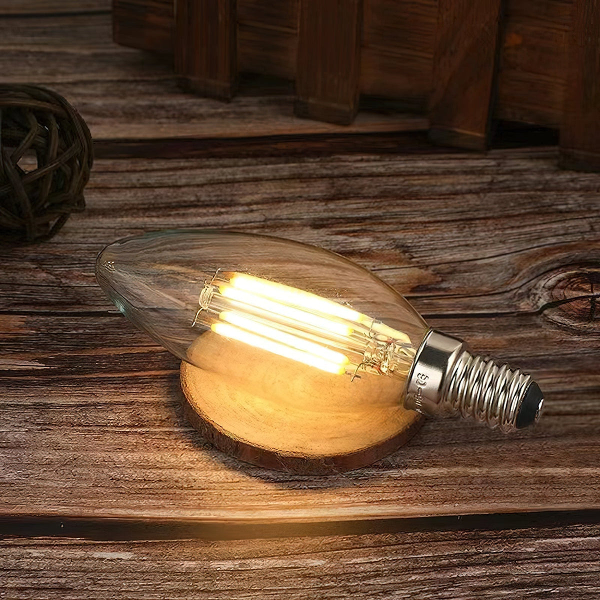 LED Filament Bulb Vintage Style with E12 and E14 Fitting, 4W Clear Glass