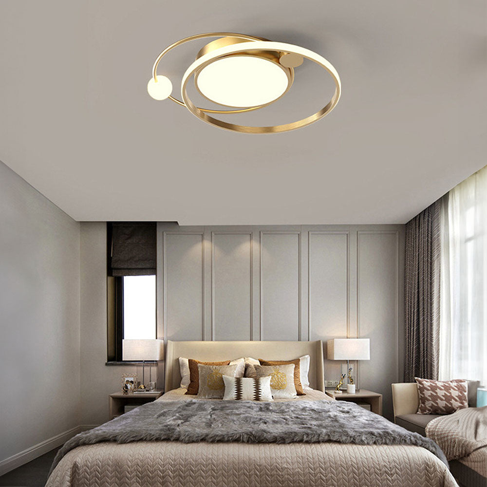 Modern LED Ceiling Light with Double Ring Design and Round Panel