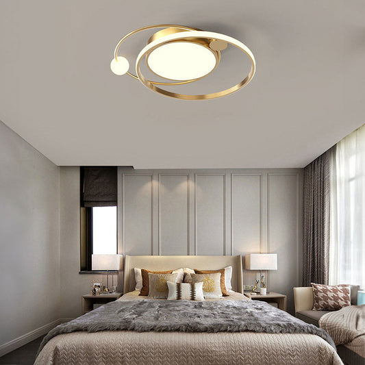 Modern LED Ceiling Light with Double Ring Design and Round Panel