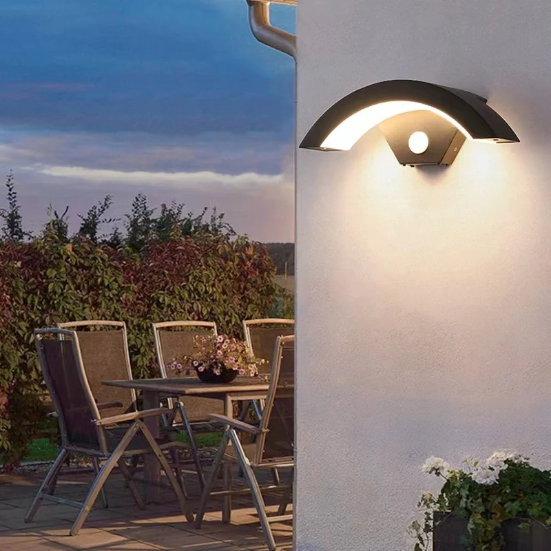 Modern Outdoor Wall Light with Motion Sensor for Garden and Porch