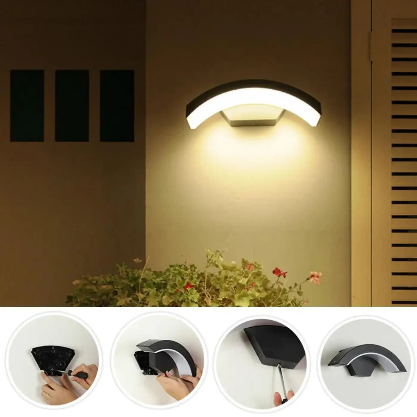 Outdoor Wall Lamp Modern with Arch LED Design for Exterior Use