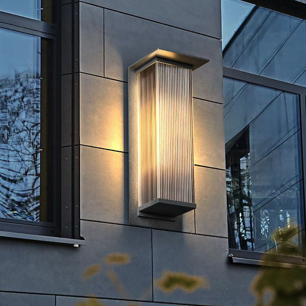 Outdoor Wall Lamp Modern with Ribbed Acrylic Panel for Patio and Facade