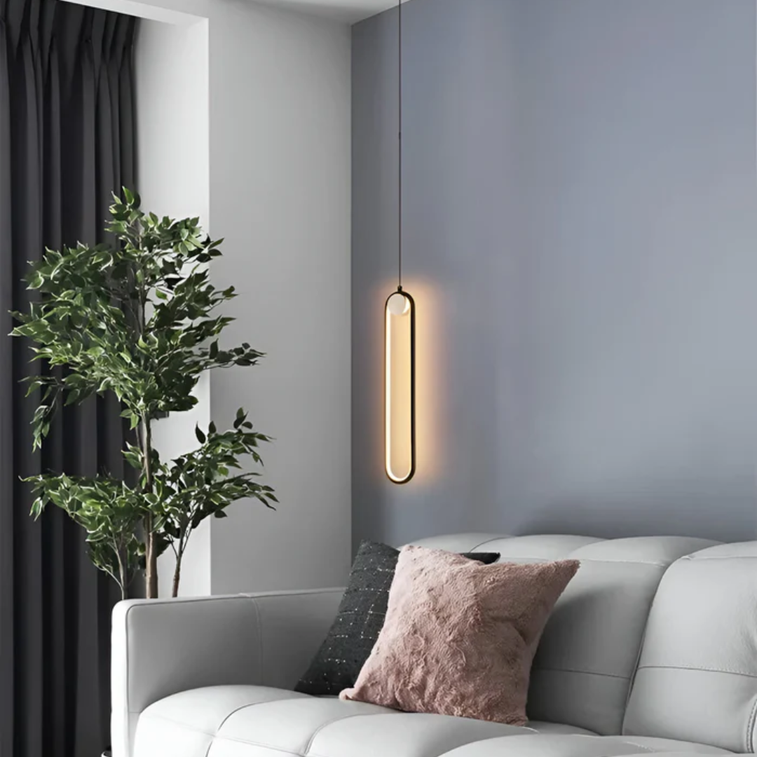 Pendant Lamp Minimalist LED with Oval Tube Shape and Adjustable Light Color