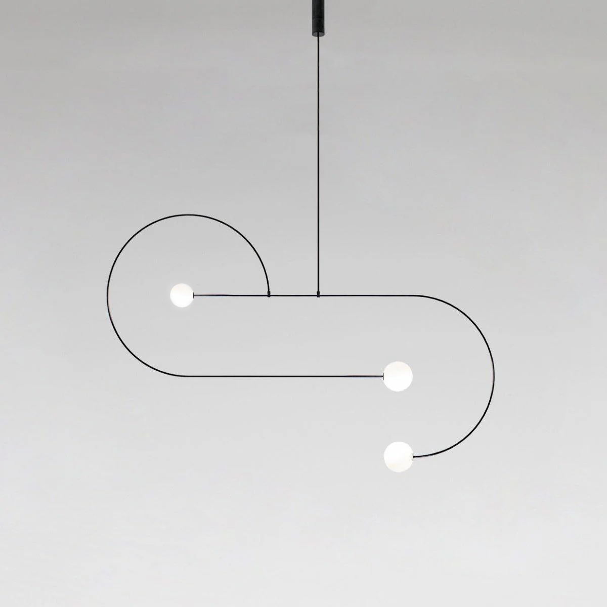 Pendant Lamp Minimalist with Arch Frame and Opal Glass Globe Shades