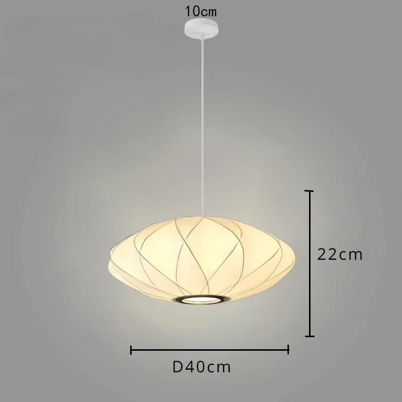 Pendant Lamp Minimalist with Saucer-Shaped Fabric Shade