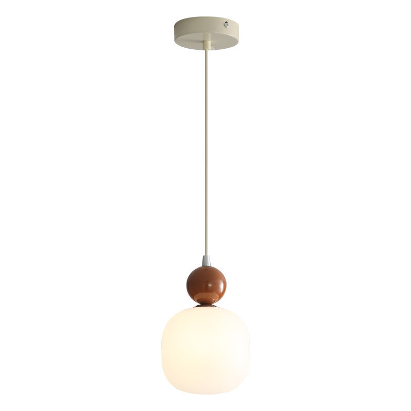 Pendant Lamp Scandinavian with Frosted Glass Globe and Decorative Ball Detail