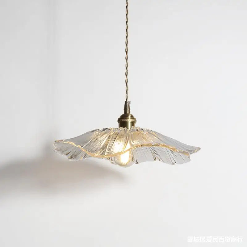 Pendant Lamp Vintage Floral Glass Shade with Brass Fitting