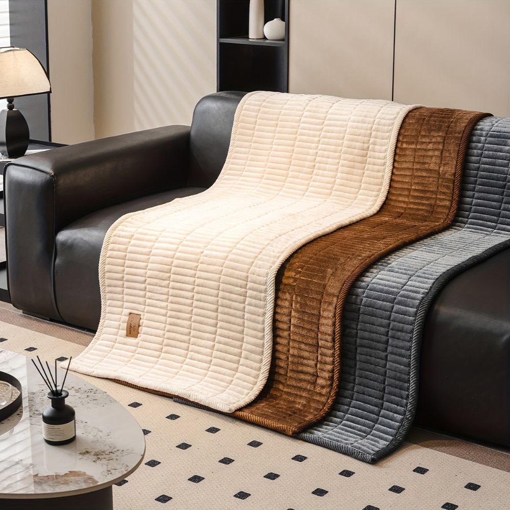 Quilted Sofa Seat Cover Protector with Non-Slip Backing for Pets and Daily Use