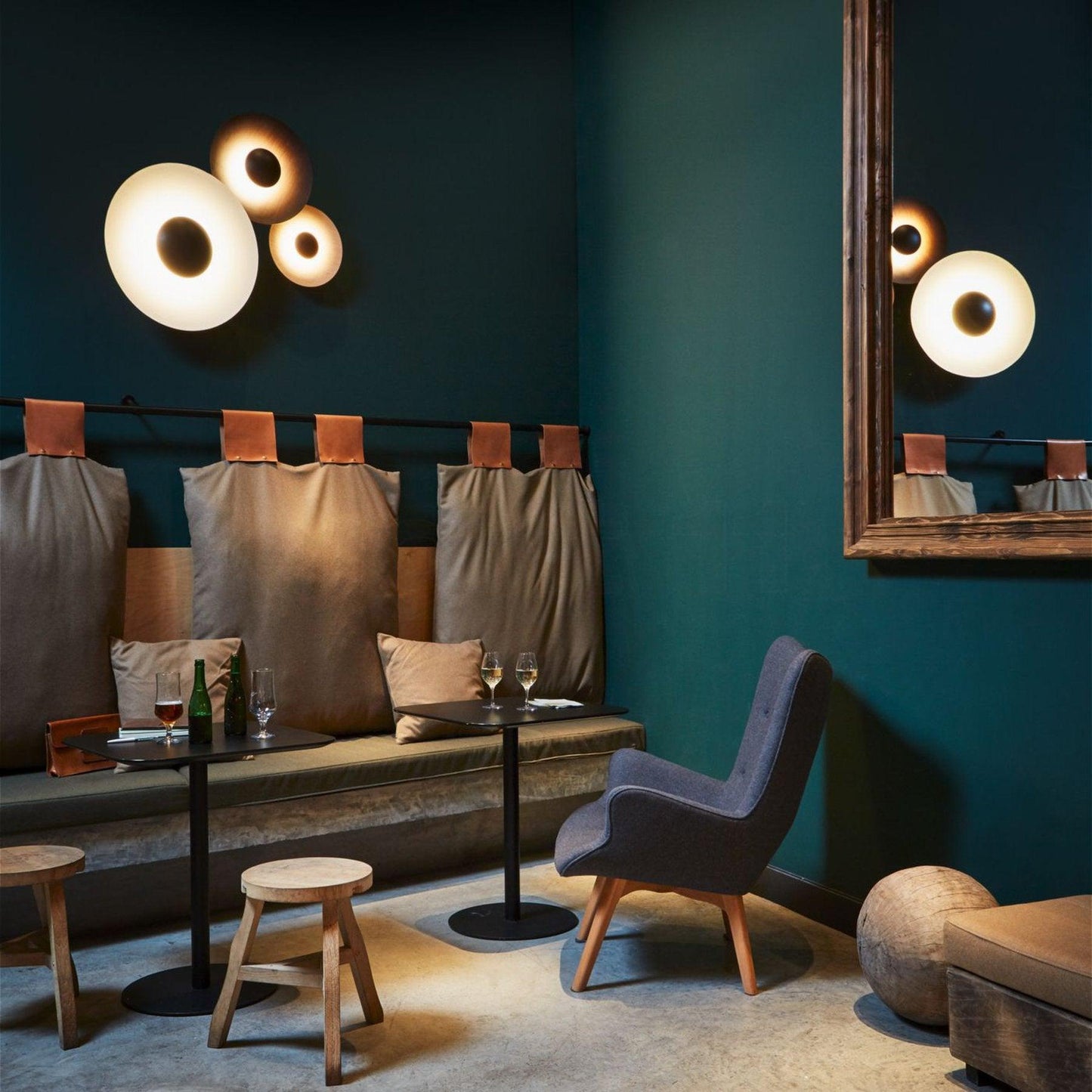 Round Wall Lamp Modern Minimalist with Integrated LED and Convex Mirror Centre