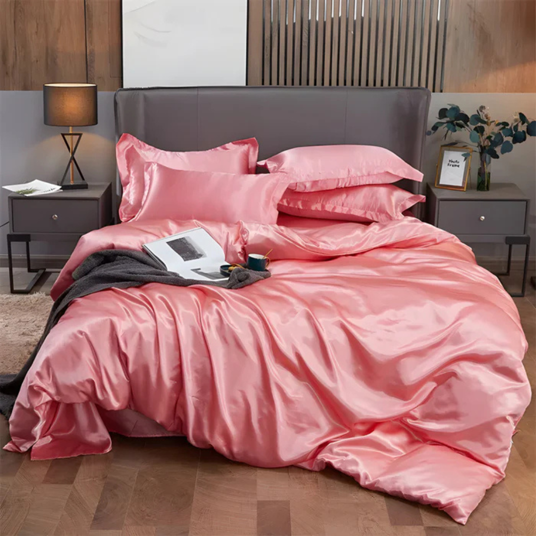 Satin-Look Duvet Cover Set with Pillowcases for Double and King Beds