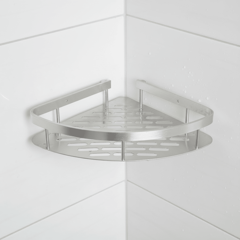 Scandinavian Bathroom Wall Shelf with Drill-Free Adhesive Mounting