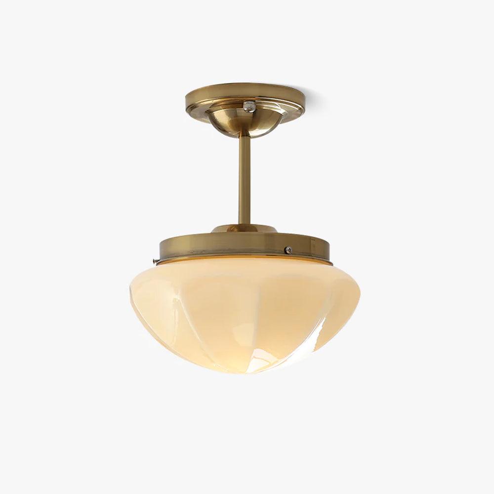 Semi-Flush Ceiling Light Art Deco with Opal Glass Shade