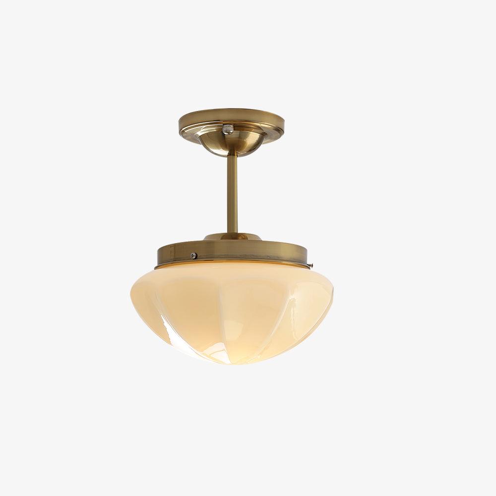 Semi-Flush Ceiling Light Art Deco with Opal Glass Shade