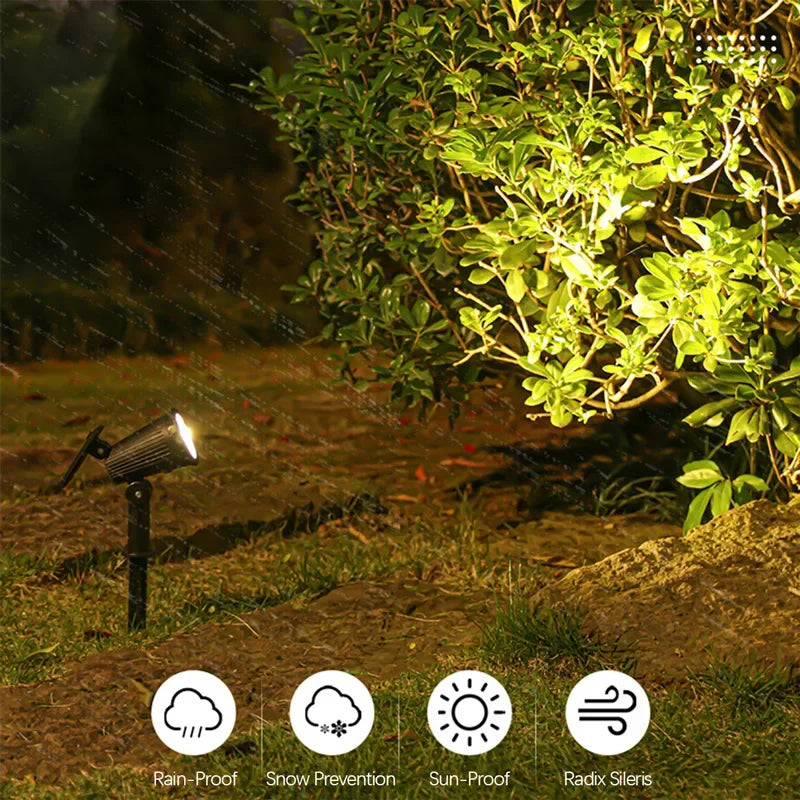 Solar Garden Spotlight with 9-Color LED and Adjustable Head, Set of 2