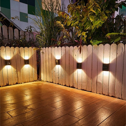 Solar Outdoor Wall Light with Up and Down Beam for Garden Fence and Steps
