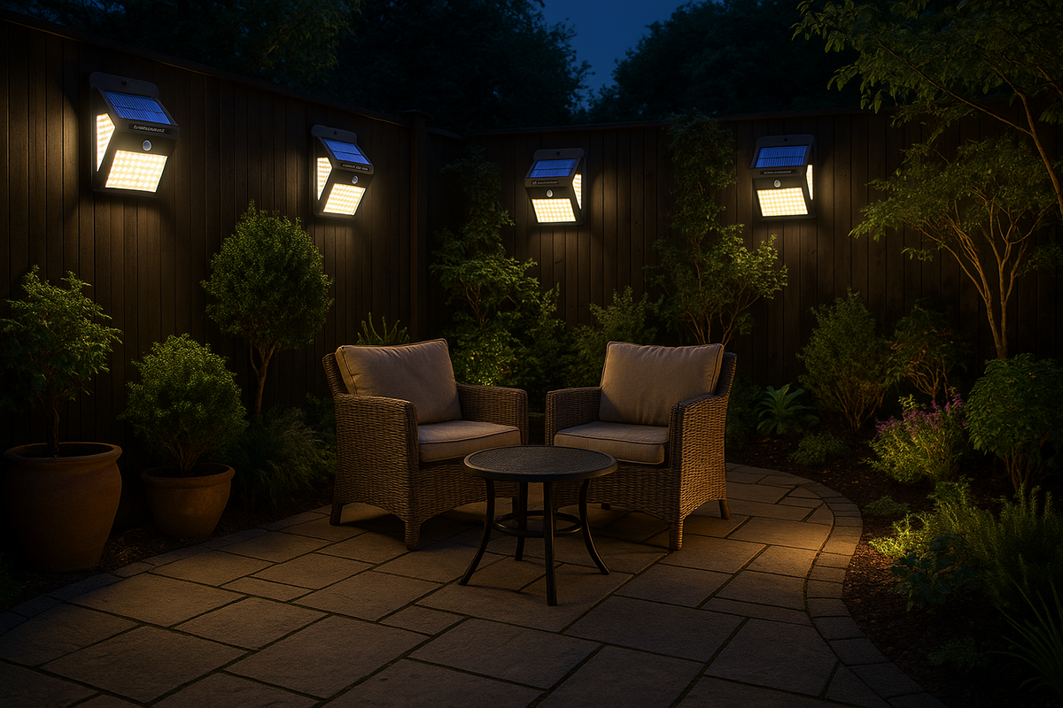 Solar Security Wall Light with Motion Sensor, 270° Wide Angle and 140 LEDs