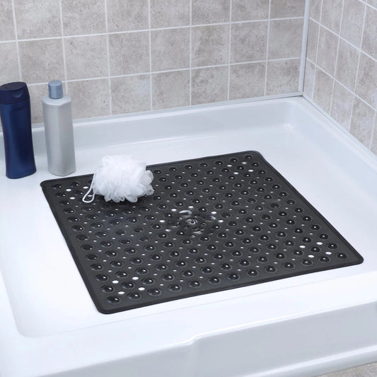 Square Shower Mat Non-Slip with Suction Cups and Quick Drain