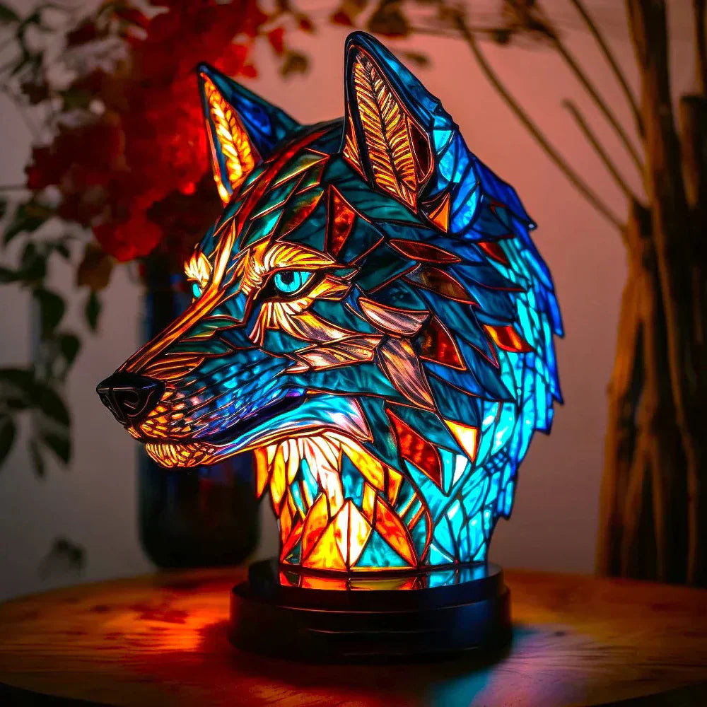 Stained Glass Animal Table Lamp Tiffany Style with Warm Ambient Light