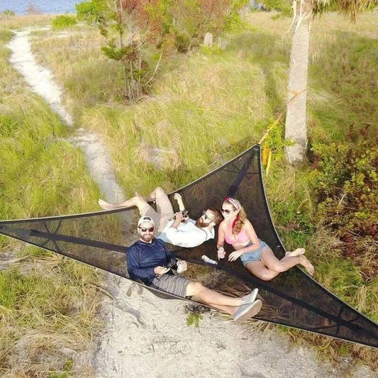 Triangle Multi-Person Camping Hammock with 3-Point Anchoring