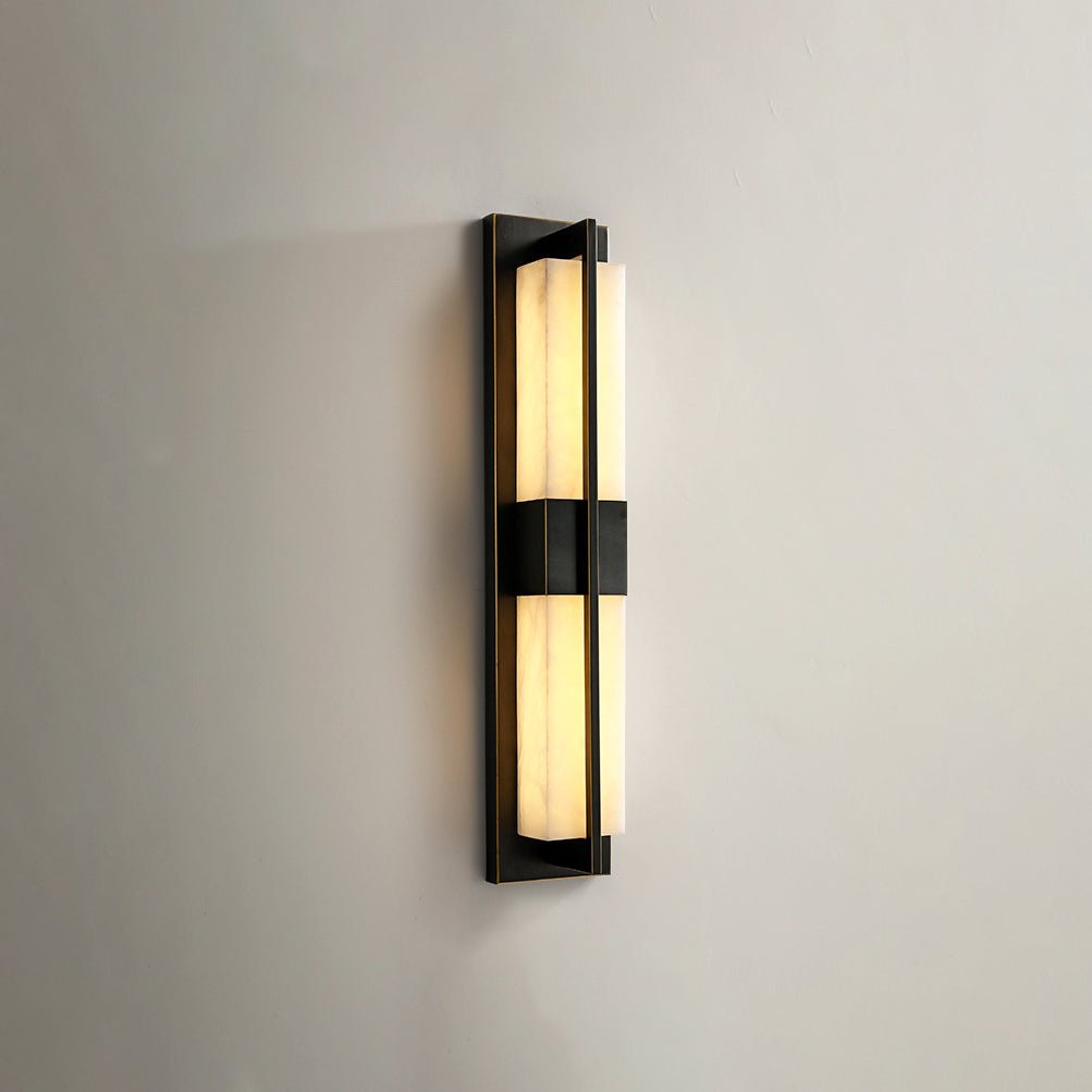 Wall Lamp Art Deco with Alabaster Shade and Brass Frame Hardwired