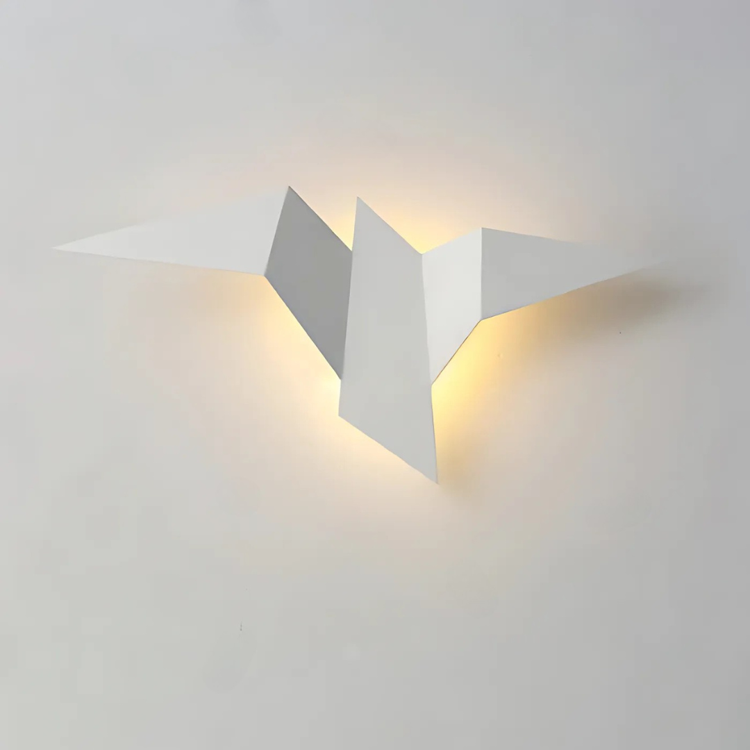Wall Lamp Modern Origami Bird Shape with Integrated LED and Warm Glow