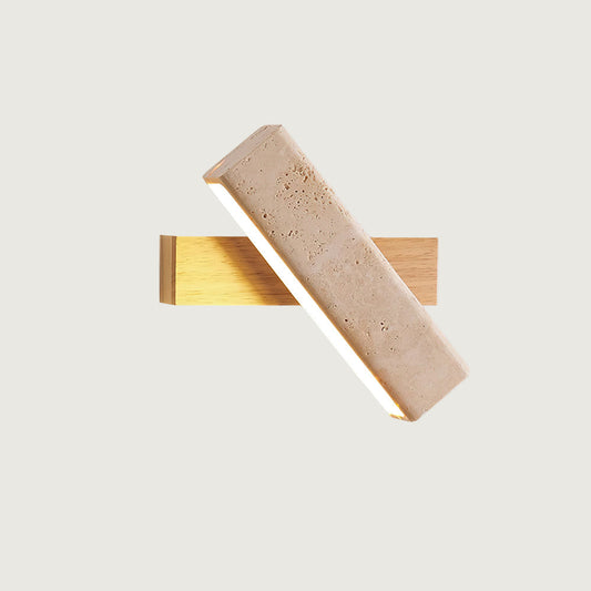 Wall Lamp Modern Rotatable with Travertine Stone and Wood Base